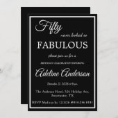 Fünfzig und Fabulous Frau Schwarz Weiß 50. Geburts Einladung (Vorne/Hinten)