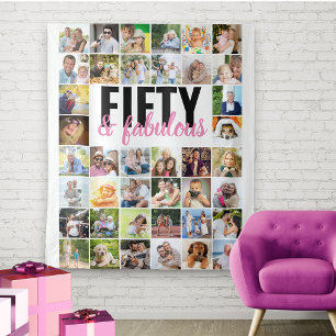 Fünfzig und Fantastisch 40 Foto-Collage Geburtstag Wandteppich