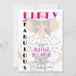 Fünfzig und fantastisch Black Pink 50. Geburtstag  Einladung
