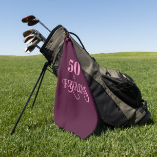 Fünfzig und fantastisch Burgunder Geburtstag Golfhandtuch