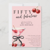 Fünfzig und Fantastisch Cherry Martini 50. Geburts Einladung (Vorderseite)