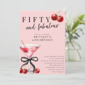 Fünfzig und Fantastisch Cherry Martini 50. Geburts Einladung (Stehend Vorderseite)