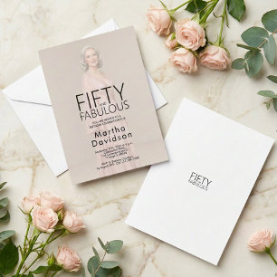 Fünfzig und fantastisch Chic Foto Geburtstags-Glam Einladung