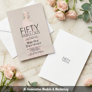 Fünfzig und fantastisch Chic Foto Geburtstags-Glam Einladung