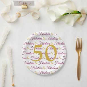 Fünfzig und Fantastisch Elegant 50. Geburtstag Gol Pappteller