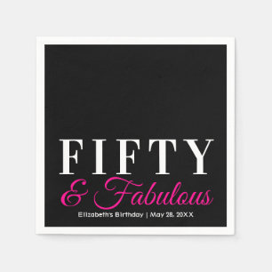 Fünfzig und Fantastisch Elegant Hot Pink 50. Gebur Serviette