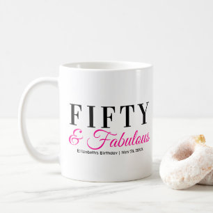 Fünfzig und Fantastisch Fancy Hot Pink 50. Geburts Kaffeetasse
