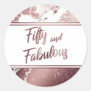 Fünfzig und Fantastisch Faux-Roségold-Marmoriertes Runder Aufkleber