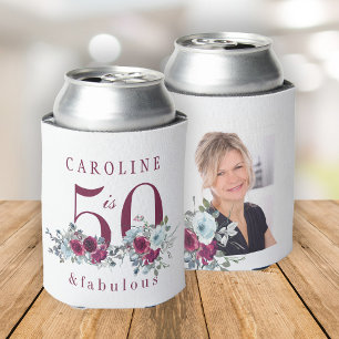 Fünfzig und fantastisch Foto Blumen 50. Geburtstag Dosenkühler