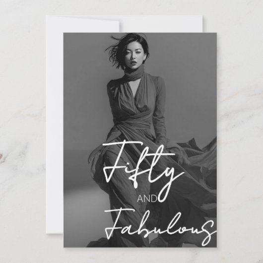 Fünfzig und Fantastisch Foto Schwarzer 50. Geburts Einladung (Vorderseite)