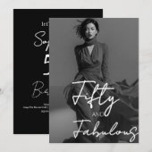 Fünfzig und Fantastisch Foto Schwarzer 50. Geburts Einladung (Vorne/Hinten)