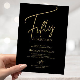 Fünfzig und Fantastisch Gold Schrift 50. Geburtsta Einladung