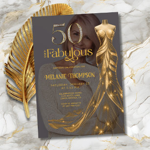 Fünfzig und Fantastisch Goldenes Kleid Foto 50. Ge Einladung