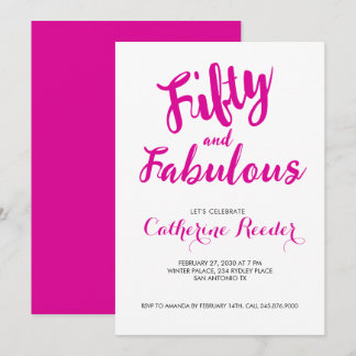 Fünfzig und fantastisch Hot Pink 50. Geburtstagsfe Einladung