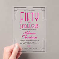 Fünfzig und Fantastisch Hot Pink Art Deco 50. Gebu