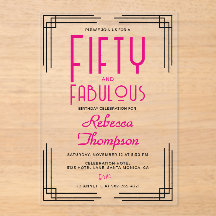 Fünfzig und Fantastisch Hot Pink Art Deco 50. Gebu