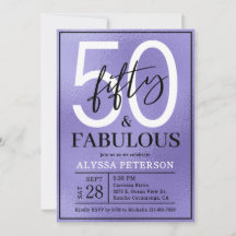 Fünfzig und Fantastisch Lila Schriftzug 50. Geburt