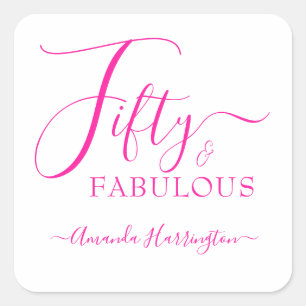Fünfzig und Fantastisch Name 50. Geburtstagsfeier Quadratischer Aufkleber