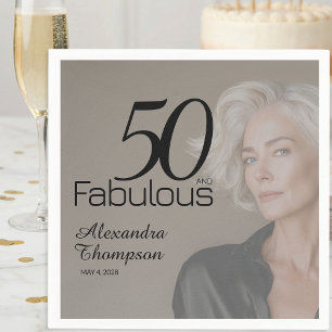 Fünfzig und Fantastisch Name Datum 50. Foto-Party Serviette