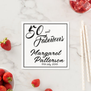 Fünfzig und Fantastisch Name Datum 50. Geburtstag Serviette