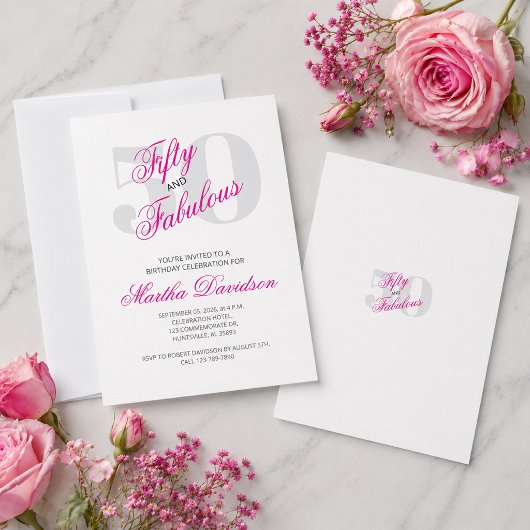 Fünfzig und fantastisch Pink Glam Feier Einladung