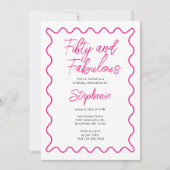 Fünfzig und fantastisch Pink Schrift Einladung (Vorderseite)