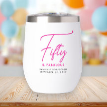 Fünfzig und Fantastisch Pink Schriftzug 50. Geburt