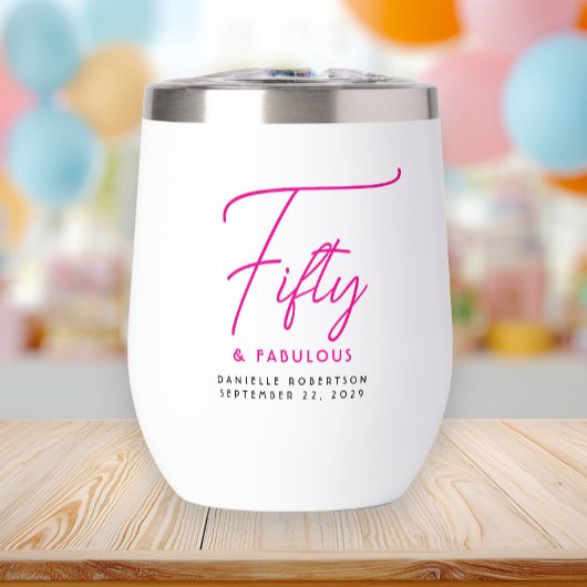 Fünfzig und Fantastisch Pink Schriftzug 50. Geburt
