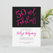 Fünfzig und Fantastisch Pink Schwarze 50. Geburtst Einladung (Stehend Vorderseite)
