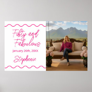 Fünfzig und Fantastisch Pink Script Banner Poster