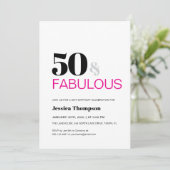 Fünfzig und Fantastisch Pink Typography 50. Geburt Einladung (Stehend Vorderseite)