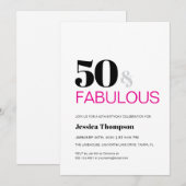 Fünfzig und Fantastisch Pink Typography 50. Geburt Einladung (Vorne/Hinten)