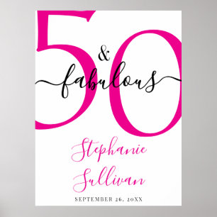 Fünfzig und Fantastisch Pinke 50. Geburtstagsfeier Poster