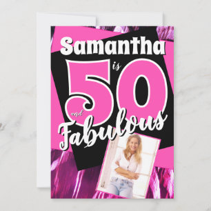 Fünfzig und Fantastisch Retro Rosa 50. Geburtstag Einladung