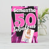 Fünfzig und Fantastisch Retro Rosa 50. Geburtstag Einladung (Stehend Vorderseite)