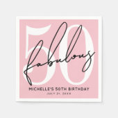 Fünfzig und fantastisch Rosa 50. Geburtstag Serviette (Vorderseite)