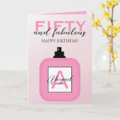 Fünfzig und Fantastisch Rosa Parfüm Geburtstag Karte (Gelbe Blume)