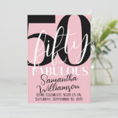 Fünfzig und Fantastisch Rosa Schwarze 50. Geburtst Einladung (Stehend Vorderseite)