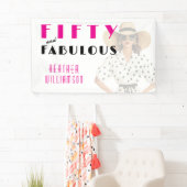 Fünfzig und Fantastisch Rosa Schwarzes 50. Geburts Banner (Insitu)