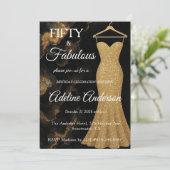 Fünfzig und fantastisch Schwarz Gold Marmor 50. Ge Einladung (Stehend Vorderseite)