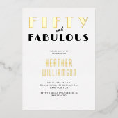 Fünfzig und Fantastisch Schwarz Goldfolie Einladun Folieneinladung (Vorderseite)