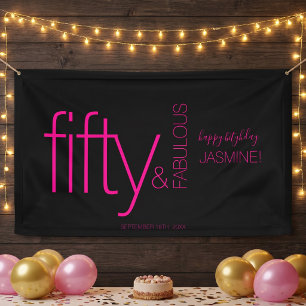 Fünfzig und Fantastisch Schwarz Rosa Glam Glücklic Banner