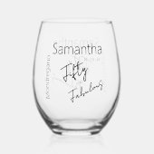 Fünfzig und Fantastisch Schwarz Weiß 50. Geburtsta Weinglas Ohne Stiel (Vorderseite)