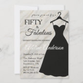 Fünfzig und Fantastisch Schwarz Weiß Marmor 50. Ge Einladung (Vorderseite)