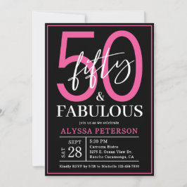 Fünfzig und Fantastisch Schwarze Schrift 50. Gebur Einladung