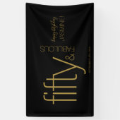 Fünfzig und Fantastisch Schwarzer Gold Glam Geburt Banner (Vertikal)