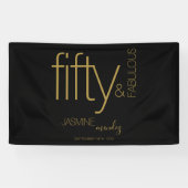 Fünfzig und Fantastisch Schwarzer Goldener Glam Ge Banner (Horizontal)