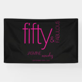 Fünfzig und Fantastisch Schwarzes Fuchsiapink Gebu Banner (Horizontal)