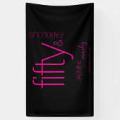 Fünfzig und Fantastisch Schwarzes Fuchsiapink Gebu Banner (Vertikal)