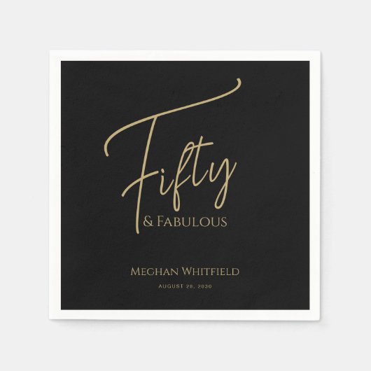 Fünfzig und Fantastisch Skript Name Datum 50. Gebu Serviette (Vorderseite)